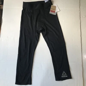 Pantalones de compresión Reebok para hombre SM negros entrenamiento correr capa base capri medias - Imagen 1 de 12