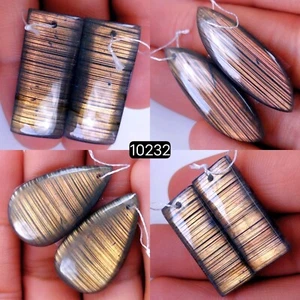 Lote de 4 pares de piedras preciosas cabujón labradorita natural de 177 quilates 32x14 27x10 mm #R-10232 - Imagen 1 de 3