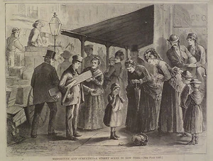 A STREET SCENE IN NEW YORK MISFORTUNE & SYMPATHY HARPER’S WEEKLY 1871 - Picture 1 of 2