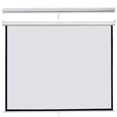 84" Manual Pull Down Auto-Lock Projector Projection Screen Matte White 1:1 Ratio - Image 1 of 4