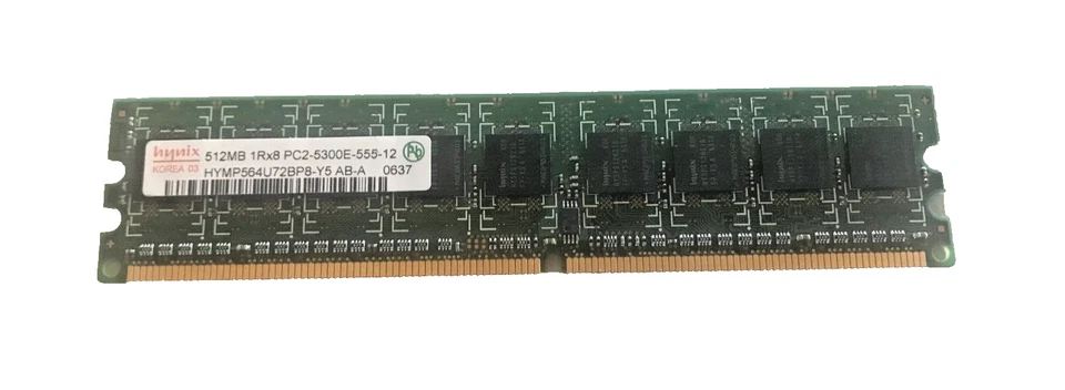 Memoria RAM Hynix 512 MB 1Rx8 PC2-5300U-555-12 HYMP564U64BP8-Y5 AB-A Foto 1 de 1
