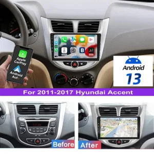 For Hyundai Accent Verna Solaris 9" SWC GPS Nav 32G CarPlay Car Radio Android 13 - Picture 1 of 16