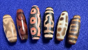 Dzi Eye & Bodhi Spiritual Enlightenment Tibetan Nepalese Beads Assortment Set 6 - Picture 1 of 7