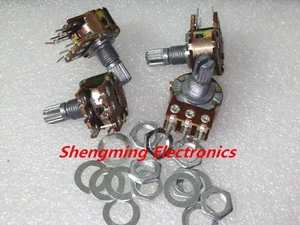 10PCS WH148 B10K Dual Double Linear Potentiometer 15mm Shaft With Nut And Washer - Picture 1 of 2