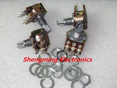 10PCS WH148 B500K Dual Double Potentiometer 15mm Shaft With Nut And Washer - Image 1 of 2