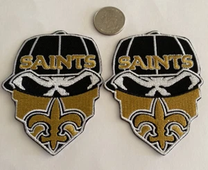 (2)-NEW ORLEANS SAINTS Vintage Style Embroidered Iron On Patches 3.5”x 2.75” - Picture 1 of 3