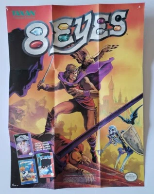 Vintage 1988 Insert 8 Eyes NINTENDO Game NES Advertising POSTER - Image 1 of 4