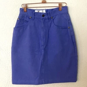 Regalia Sport by Regatta Vintage 80s 90s Purple Denim Pencil Skirt - Picture 1 of 10