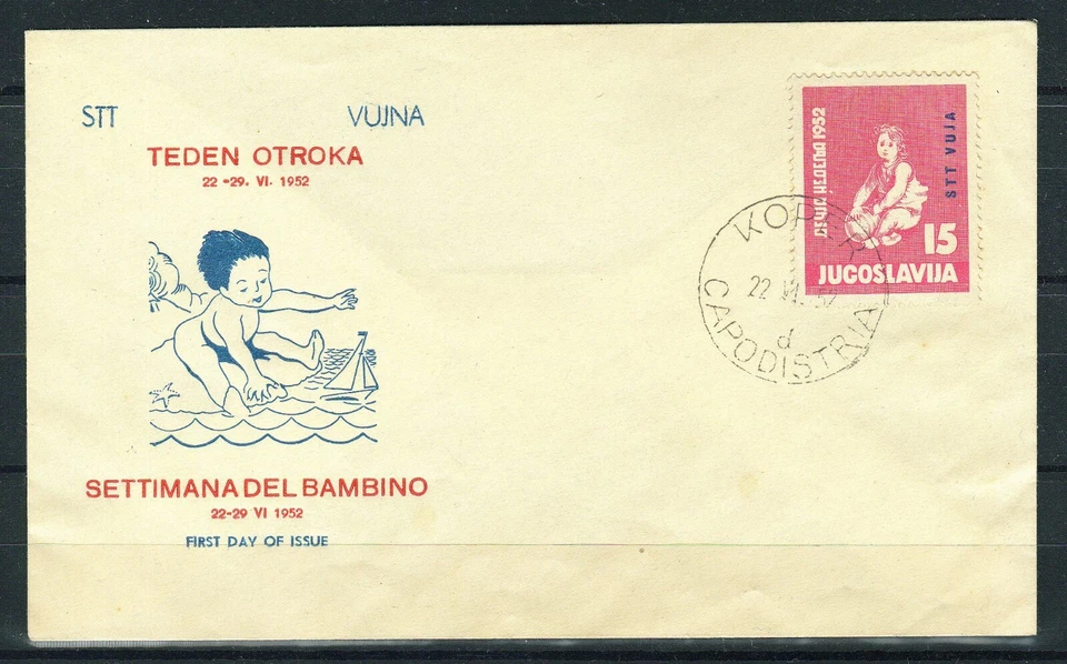 Italy / Trieste B 1952 ☀ Children's Week ☀ FDC - Image 1 of 1