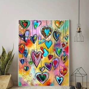 Cuadro en Lienzo Corazón de Amor Graffiti Arte Colorido Corazones de Amor Sin Enmarcar 40cm x 30cm - Imagen 1 de 5