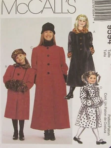 OOP McCALLS 9594 Girls Lined Coats Hat Headband & Muff PATTERN 3-4-5/7-8-10 UC - Picture 1 of 3