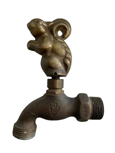 Vintage Solid Brass Bronze Squirrel Garden Water Faucet Spout Spigot - Picture 1 of 5