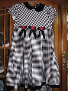 Girls size 5 black gingham check dinner dress Bonnie Jean church short sleeve - Picture 1 of 3