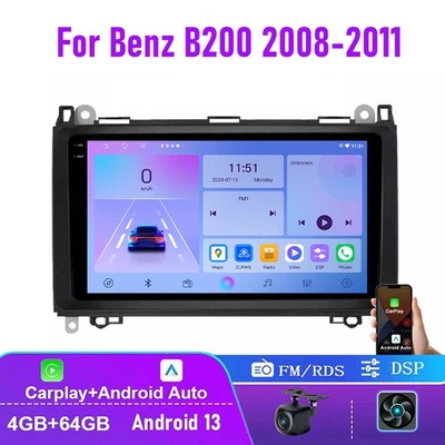 9" 4+64GB For Mercedes Benz B200 Car Stereo Radio Wireless Carplay Android Auto - Image 1 of 4