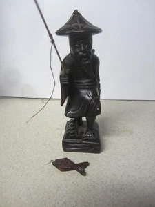 Yuen Cheng handgeschnitztes Holz alter chinesischer Fischer ROC Taiwan / China - Bild 1 von 12