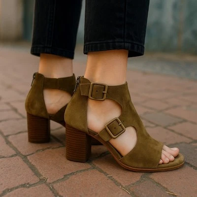 Rag & Bone Womens Suede Sandals Open Toe Ankle Zip US 7 - 37 1/2 Festival Boho - Image 1 of 4