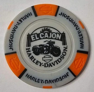 EL CAJON HARLEY-DAVIDSON (CA) Gray/Orange Signature Poker Chip - Picture 1 of 2