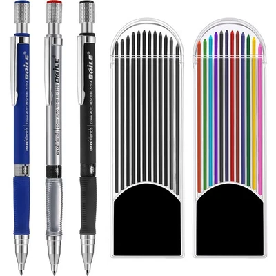 JOVITEC 3 Pieces 2.0 mm Mechanical Pencil with Color and Black Cases Refills ... - Image 1 of 4