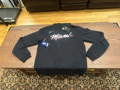 BRAND NEW NIKE MIAMI HEAT BLACK PULLOVER HOODIE MIAMI NIGHT MIAMI VICE sz Medium - Image 1 of 4