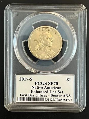 2017‑S Sacagewea Dollar Enhanced Unc Dead‑Mint SP70 PCGS | FDI Denver ANA - Image 1 of 4