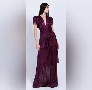 Sabina Musayev Sarah Stufen lila Glitzer langes Abend formelles Kleid XS $ 570 - Bild 1 von 15