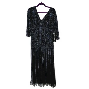 Pisarro Nights Womens Formal Dress Eggplant Size 10 Rayon Beaded 3/4 Sleeve - Picture 1 of 13