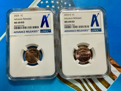 2025 LINCOLN SHIELD CENT P & D SET NGC 68 - MS 68 "ADVANCE RELEASE" EDITION - Image 1 of 4