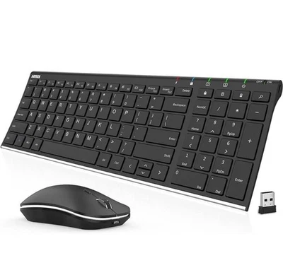 Arteck 2.4G Wireless Keyboard and Mouse Combo HW193MW162 Stainless Ultra Slim - Image 1 of 2