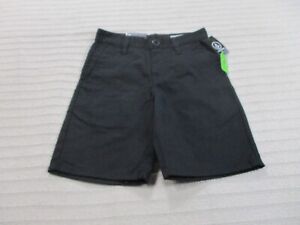 Volcom Shorts Boys 22 Black Flat Front Zip Pockets Bermuda Polyester New