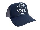 Made In New York Ny Blue Cap Hat 5 Panel High Crown Trucker Snapback Vintage