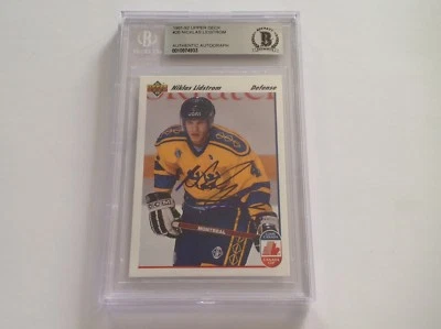 Niklas Nicklas Lidstrom Signed UD Upper Deck Card RC Slabbed Beckett BAS BGS c - Image 1 of 2
