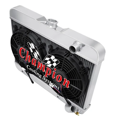 Radiador ER Champion 3 filas con 2 ventiladores de 12" para motor Buick Skylark V8 1962 1963 Foto 1 de 4