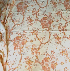 VTG Cottagecore Bloomcraft Floral Decor Cotton Fabric In Apricot Cream 1.3YDSx56 - Picture 1 of 21