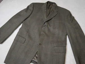 Joseph Abboud Wool Silk Alpaca Blazer Men 43R Tan Windowpane Plaid Coat USA Made - Picture 1 of 16