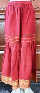 Mujer Rojo Garara Indio Paquistaní Desi Banjara Pantalones Tradicionales Borde Inferior - Imagen 1 de 6