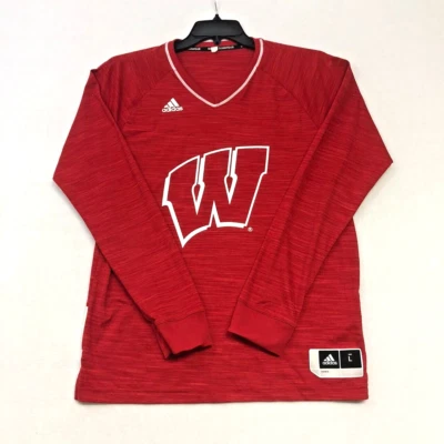 WISCONSIN Adidas Jersey Long-Sleeve Vintage Logo Back Logo Basketball Sz L - Image 1 of 4