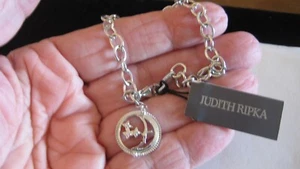 NWT JUDITH RIPKA STERLING SILVER BRACELET W/ WHITE TOPAZ, 7.5" - Picture 1 of 3