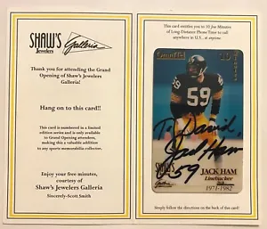 Jack Ham Signed Phone Card Pittsburgh Steelers Hall of Fame Penn State - Picture 1 of 2