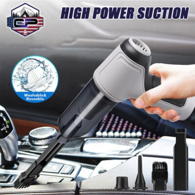 120W Electric Cordless Car Vacuum Cleaner Handheld Air Blower Duster Dry Wet - Image 1 of 4