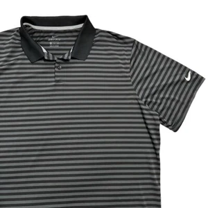Nike Dri Fit Golf Polo Shirt Mens 2XL XXL Black Striped - Picture 1 of 8