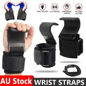 Weight Lifting Power Hooks Power Grips Wrist Support Bar Straps Gym Hook Gloves - Picture 1 of 15