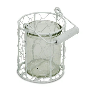 5" White Metal Tabletop Lantern Candle Holder - Picture 1 of 5