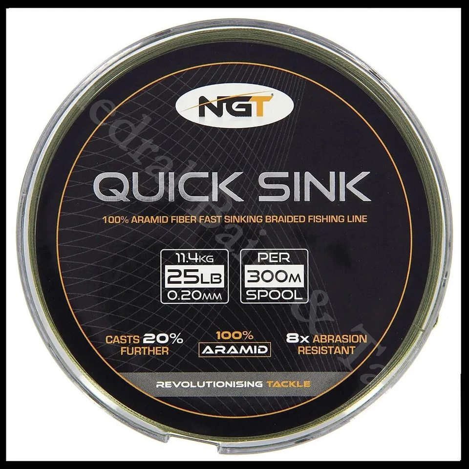 300m Spool of Quick Sink Moss Green 25lb Braid Line Tackle Carp Fishing NGT