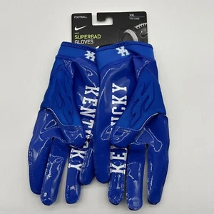 Nike Superbad 6.0 Padded Football Gloves Blue White Kentucky Wild Cats Size XXL - Picture 1 of 3