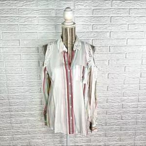 Camicia Maurices multicolore a righe spalle fredde con bottoni taglia media con pizzo - Foto 1 di 10