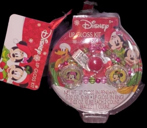 Nuevo Kit Brillo Labial Disney Mickey & Minnie 1 Pulsera y 2 Anillos - Imagen 1 de 4