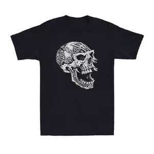 Skull Symbols Horror Skeleton Vintage Novelty Funny Gift Men's Cotton T-Shirt - Picture 1 of 9