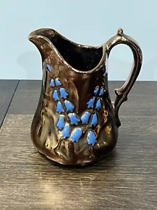 Vintage Creigiau Pottery Wales Welsh Copper Blue Milk Jug Creamer Pitcher - Picture 1 of 8