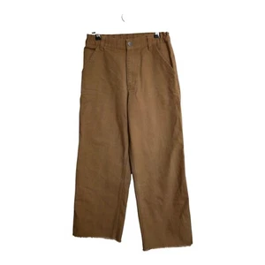 Carhartt Pants Boys 14 Brown Carpenter Gorpcore Streetwear Academia Raw Hem - Picture 1 of 8