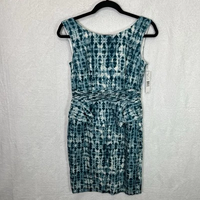 Vestido para mujer Antonio Melani Gianni 4 verde azulado peplum seda estilo Ikat estampado nuevo con etiquetas Foto 1 de 4